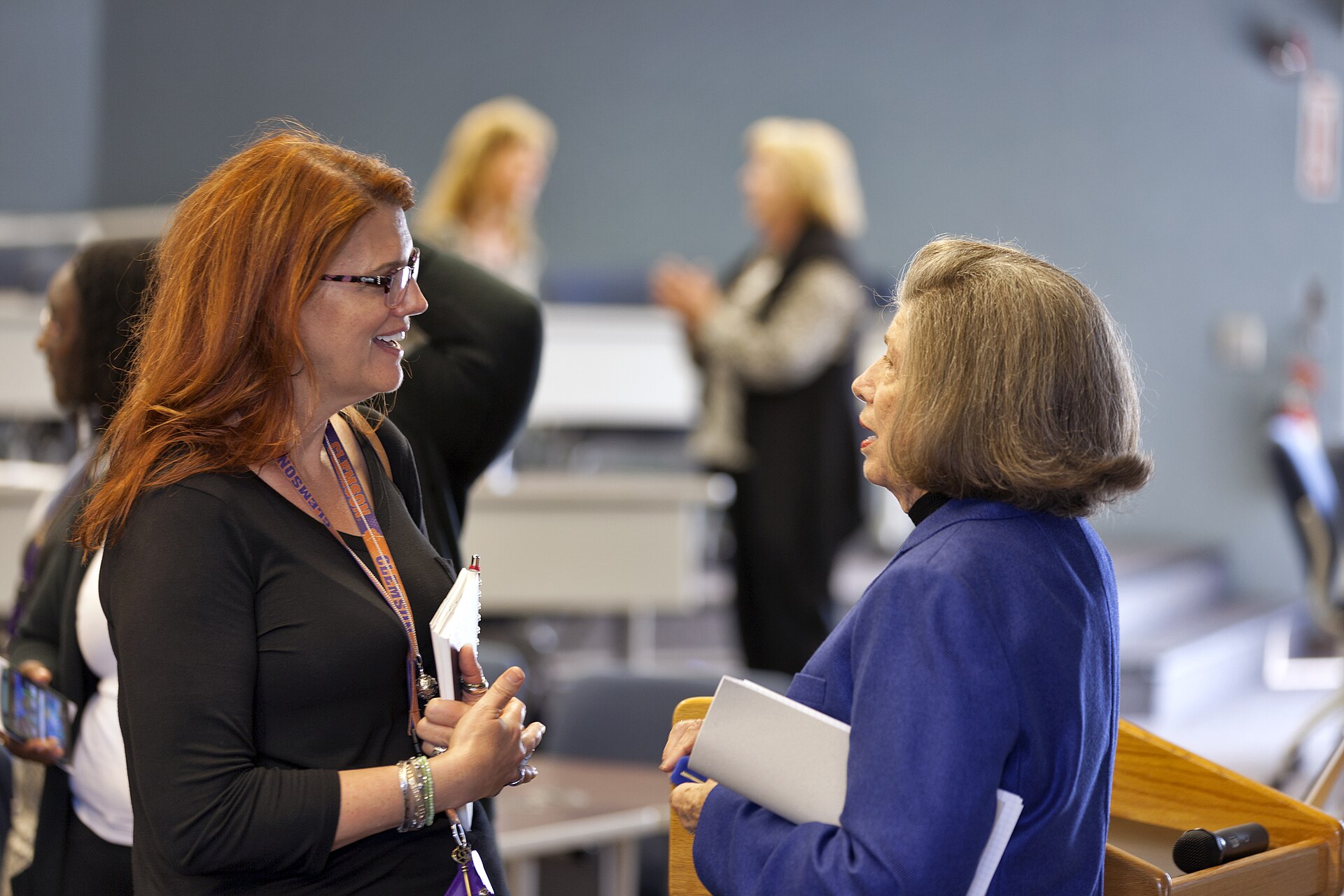 JoAnn Morgan with Charlie Blackwell-Thompson, NASA's first female launch director, in Firing Room 1 in 2024