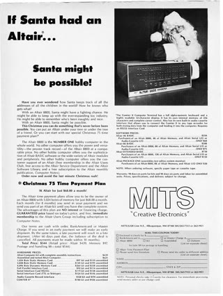 A 1975 Byte advert for the machine that BASIC bootstrapped — the Altair 8800. Public domain