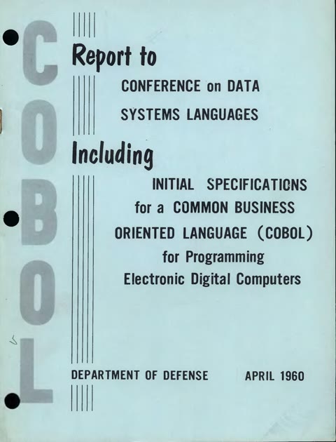 The April 1960 COBOL report — the language's founding document (public domain)
