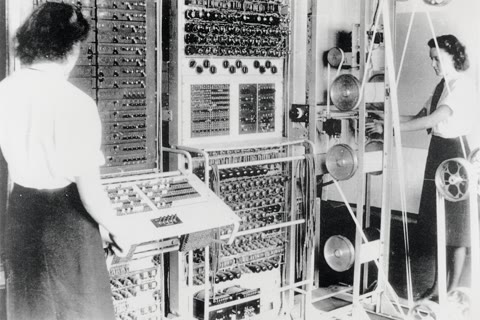 Colossus at Bletchley Park — wartime Crown photograph, now public domain