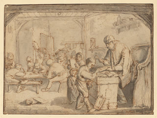 The Schoolmaster, ca. 1680–1700: the profession in its older form — one authority, discipline in reach, before the reformers arrived. Metropolitan Museum of Art, Open Access (CC0).