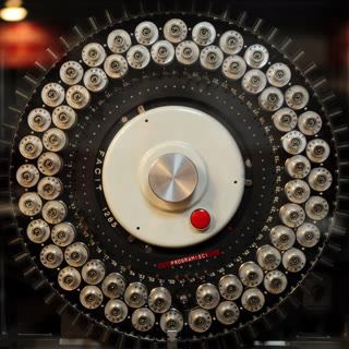 Facit's ECM 64 carousel memory — the mechanically swapping tape-cartridge store that cut access time sharply. Museum of Technology, Warsaw. Photo: Kuba Bożanowski, CC BY 2.0