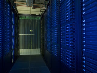 Cable racks at Fermilab's grid computing center. The particle-physics labs ran on Linux long before it was fashionable.