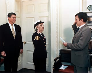 Promotion to Commodore, 1983 — the Navy's oldest officer, still lecturing