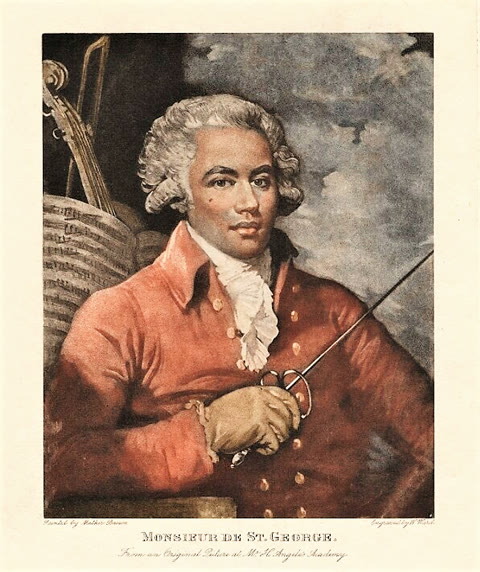Saint-Georges in 1788 — engraving by William Ward after the portrait by Mather Brown (National Portrait Gallery, London)