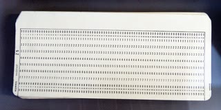 A punched card — SNOBOL's native habitat. Labels and the : transfer column are a card-format language's grammar